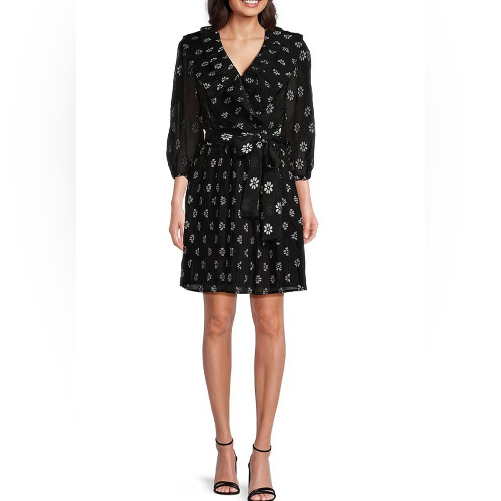 NWT Buru Blanche Black Floral Dress